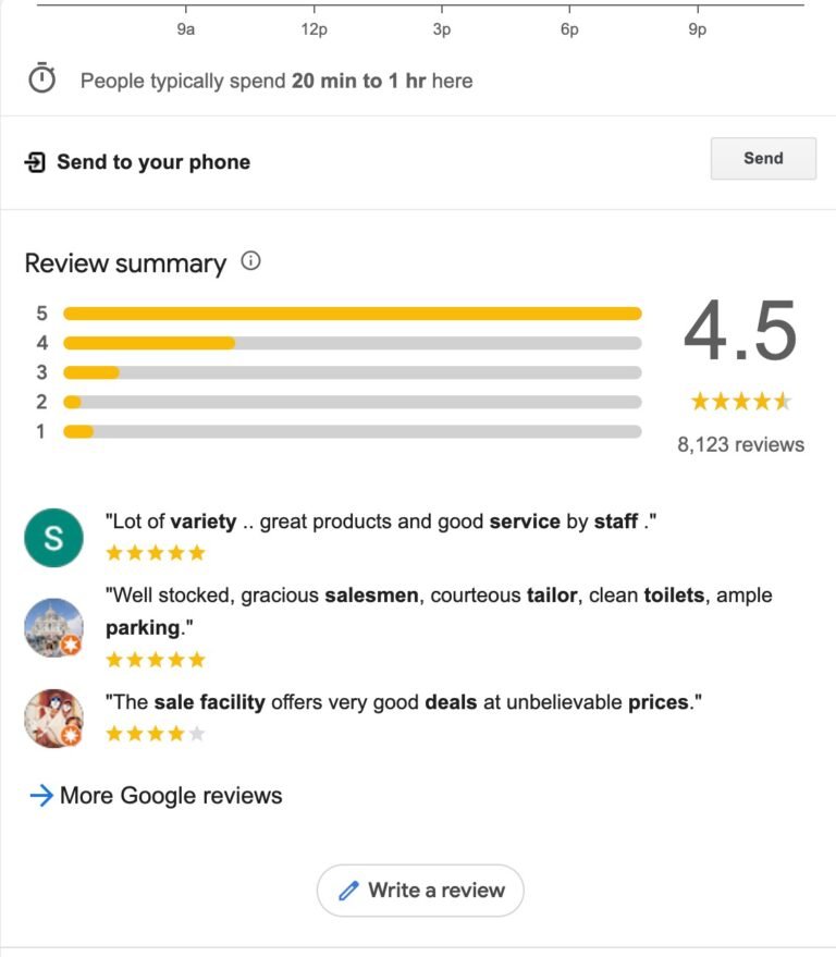 Customer review on Google Business Profile